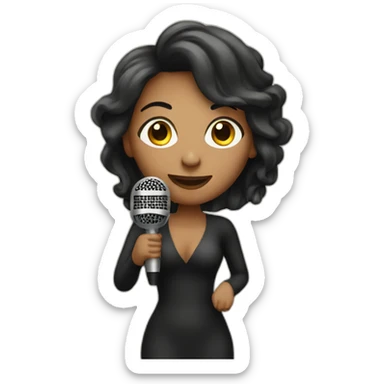 Female singer holding mic sticker