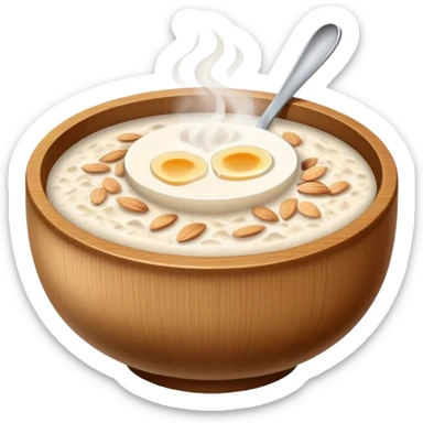 bowl of hot porridge with steam sticker