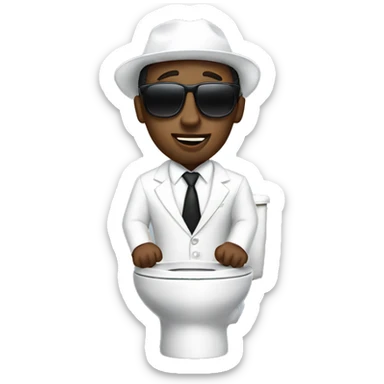 Diddy wearing a white suit in a toilet  sticker