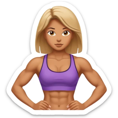 strong lean woman with visible strong abs sticker