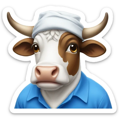 Cow wearing a blue and white polo shirt and also is a Sikh  sticker