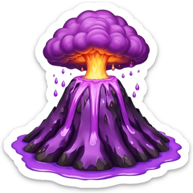 A volcano errupting only with a pure purple liquid sticker