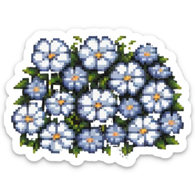 Pixel art cloud made of tiny flower pixels sticker