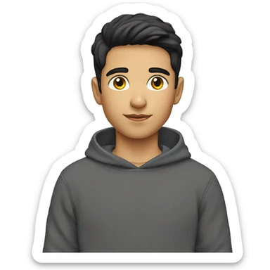 Boy short dark hair sweatshirt  sticker