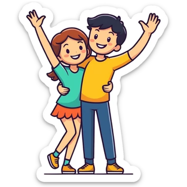 two young lovers reunited  sticker