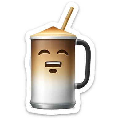 Coffee in a beer glass can with a bamboo cap on top and straw through sticker