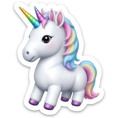 white unicorn toy facing towards camera full body sticker