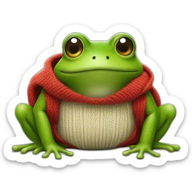Grenouille avec un pull rouge qui tient un coeur  sticker