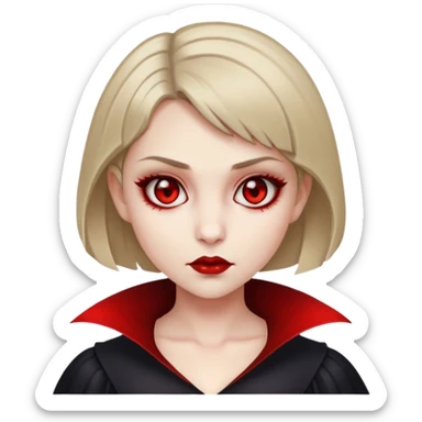 vampire girl with short dark blonde hair and white skin sticker