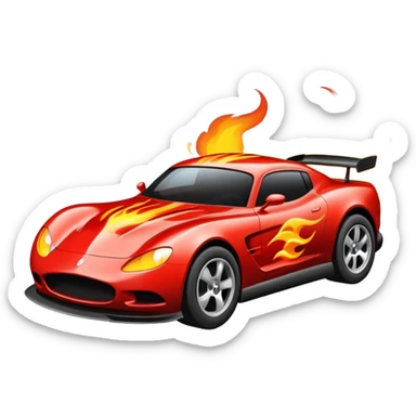 A car running fast like a sports car with little flames coming from the back sticker