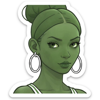 smiling girl with hoop earrings sticker