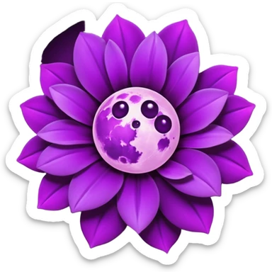 dark purple blossom with a purple Moon sticker
