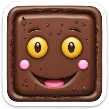 chocolate brownie with a smiley face sticker