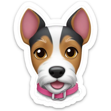  AI generated sticker of a mini fox terrier pink collar, inspired by the style of “Lady and the Tramp.” White outline around it sticker
