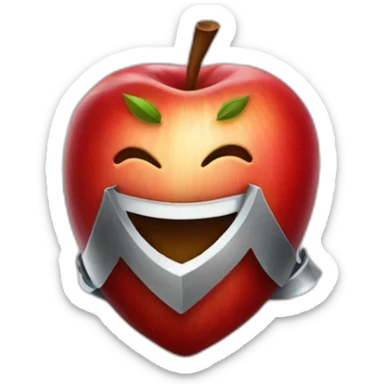 smiling red apple dressed as a knight sticker