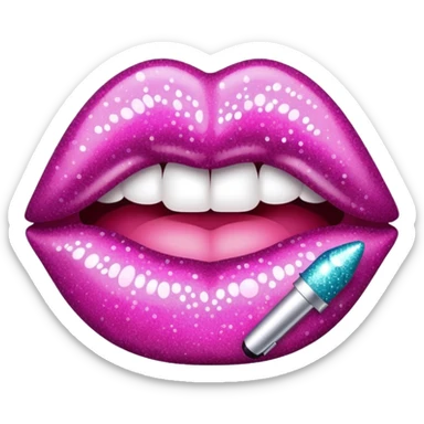 glitter pink kiss  sticker