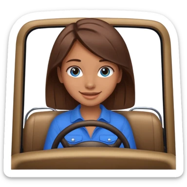 girl in a jeep, blue eyes and brown hair sticker
