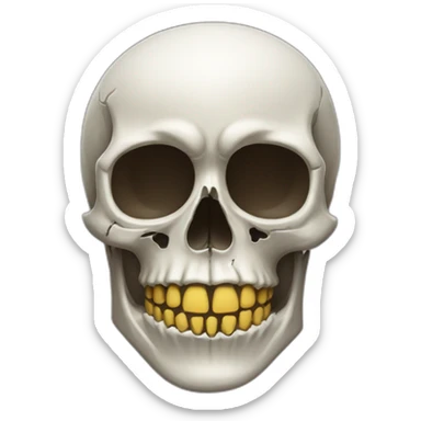 Skull with half covered in skin sticker