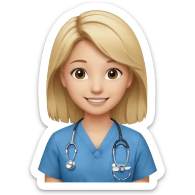 Girl emoji, dirty blondish hair , loves nursing , cute asthetics and her neutrals sticker
