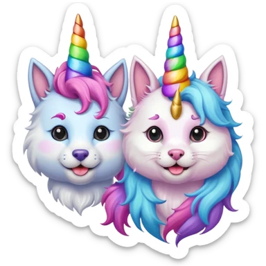 dog and cat mix with unicorn horn sticker