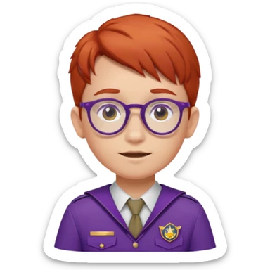 red haired scout kid with purple uniform and glassess sticker