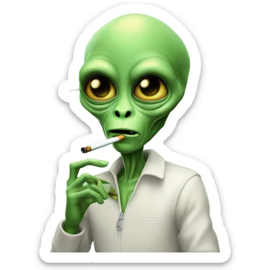 Alien smoking a joint sticker