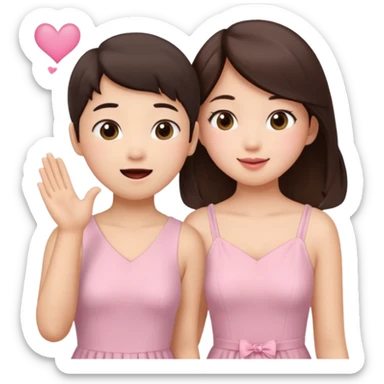 Asian girl blowing kiss to brunette boy  sticker