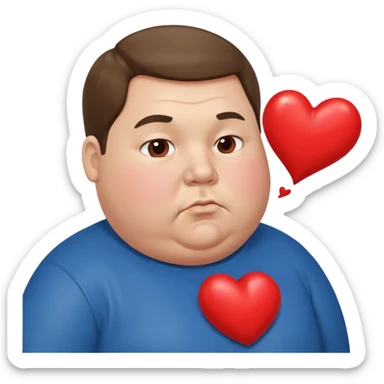 Ugly fat guy blowing a heart sticker