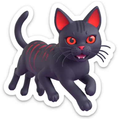glowing red scary cat with red eyes running sticker