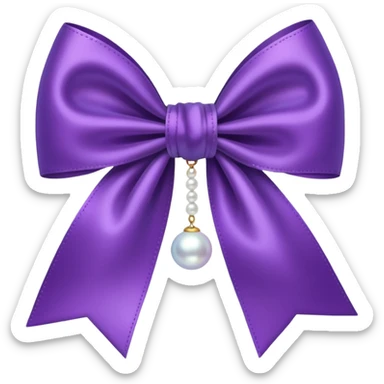 Purple bow with  hanging pearl sticker