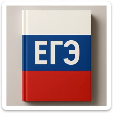 A book with a Russian flag-inspired tricolor (white, blue, red) and the text 'ЕГЭ' in large Cyrillic font on the cover sticker