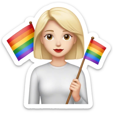 woman with lgbt flag sticker