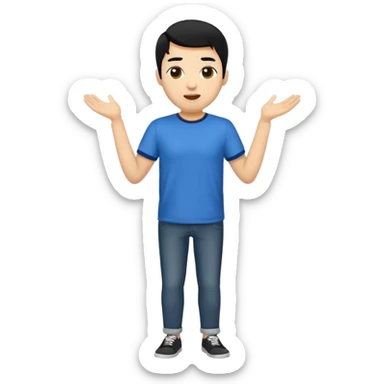 light skin black hair man surprised and happy full body sticker