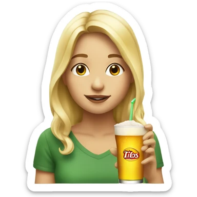 Blonde girl drinking titos  sticker
