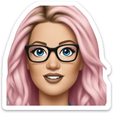 Photo Realistic khloe kardashian stylish pink hair BLUE eyes and glasses rock chick sticker