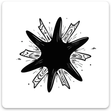 Interwoven lines forming a starburst with texture patterns – symbol of creative expression across mediums sticker