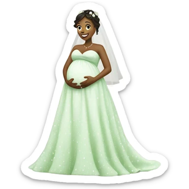 Pregnant Bride in green polkadot wedding dress sticker