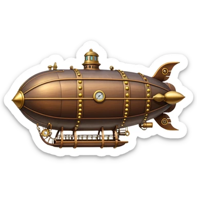 steampunk airship sticker