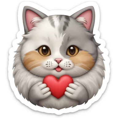 A cute circular cat blowing a smooch kiss with heart and little bite on the lower lip sticker