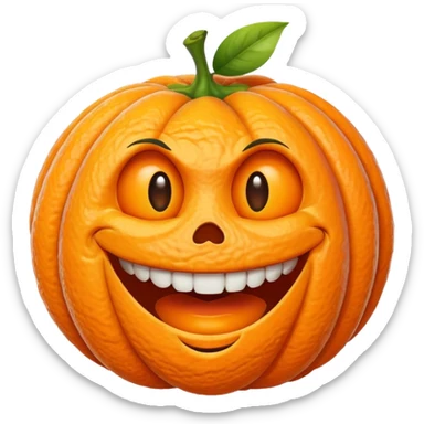freaky orange with a twisted smile sticker