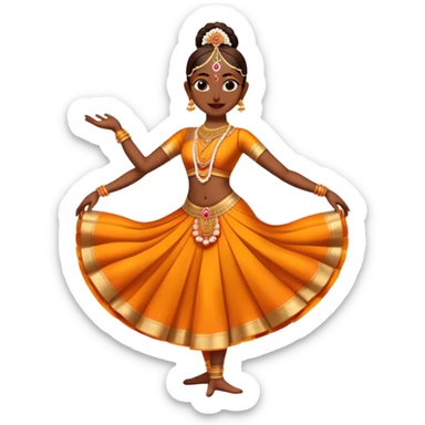 cinematic-realistic-bharatanatyam-dance-emoji,-depicted-as-an-elegant-classical-indian-dance-performance-with-graceful-poses,-intricate-costumes,-and-expressive-hand-gestures,-rendered-with-rich-textures-and-warm-dramatic-lighting, single dancer full body  sticker
