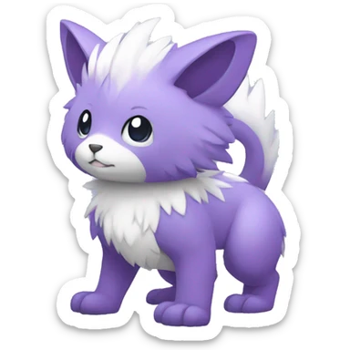 Cute cool purple white animal hybrid Fakemon full body sticker