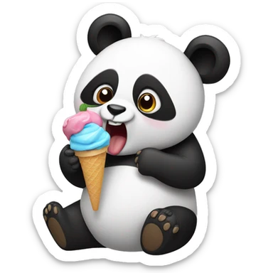Panda eating ice cream sticker
