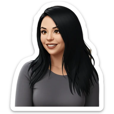 smiling girl with long black hair sticker