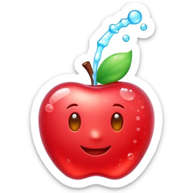 3D Apple style emoji of bubbly soda pop, fizzy bubbles rising, translucent sparkling liquid, isolated on white background, soft shadows, high detail, playful and cute. sticker