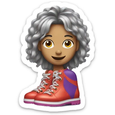 Girl with clown shoes on  sticker