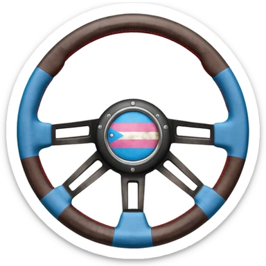 steering wheel with transgender pride flag colors with kinky implification sticker