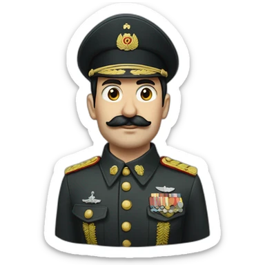Straight moustache black haired russian officer ww2 sticker