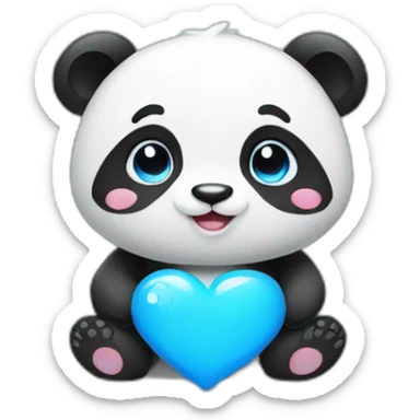 cute panda with blue hearts sticker