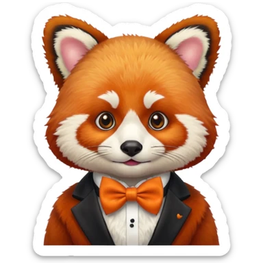 a red panda with orange bow tie, portrait sticker